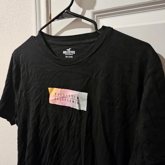 Hollister California Black T Shirt Size L Crew Neck Short Sleeve Cotton Tee - Picture 2 of 6